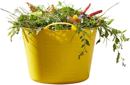 Excellent Houseware Flexibele kuip / emmer - geel - 15 liter - kunststof - 35 x 28 cm - met handvatten