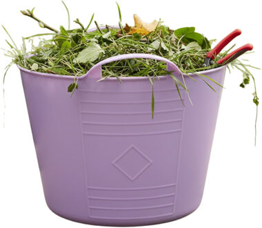 Excellent Houseware Flexibele kuip / emmer - lila paars - 15 liter - kunststof - 35 x 28 cm - met handvatten