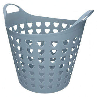 Excellent Houseware Flexibele wasmand - 26 liter - kunststof - blauw - D45 x H40 cm
