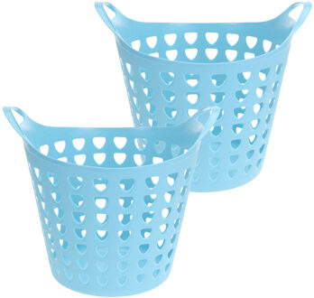 Excellent Houseware Flexibele wasmand - 2x - blauw - 26 liter - kunststof - 40 x 42 cm - Wasmanden