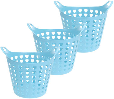 Excellent Houseware Flexibele wasmand - 3x - blauw - 26 liter - kunststof - 40 x 42 cm