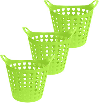 Excellent Houseware Flexibele wasmand - 3x - groen - 26 liter - kunststof - 40 x 42 cm