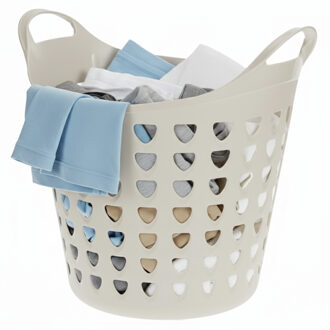 Excellent Houseware Flexibele wasmand - beige - 26 liter - kunststof - 40 x 41 cm