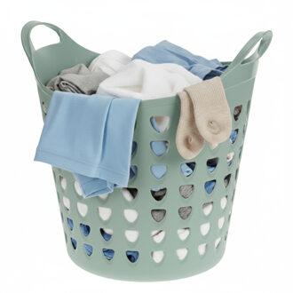 Excellent Houseware Flexibele wasmand - groen - 26 liter - kunststof - 40 x 41 cm