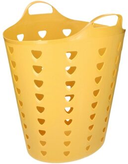 Excellent Houseware Flexibele wasmand - kunststof - 60L - geel - D38 x H47 - kuip