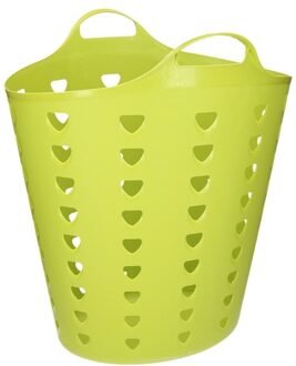 Excellent Houseware Flexibele wasmand - kunststof - 60L - groen - D38 x H47 - kuip - Wasmanden