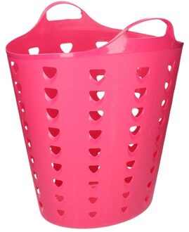 Excellent Houseware Flexibele wasmand - kunststof - 60L - roze - D38 x H47 - kuip - Wasmanden