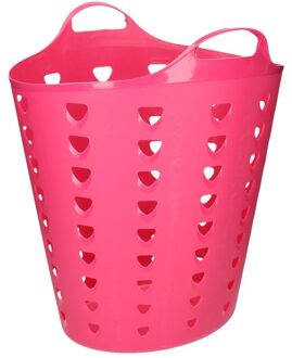 Excellent Houseware Flexibele wasmand - kunststof - 60L - roze - D38 x H47 - kuip