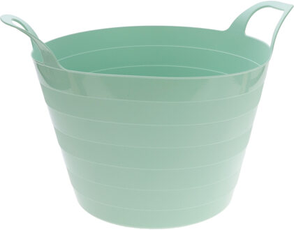 Excellent Houseware Flexibele wasmand - mintgroen - 30 liter - kunststof - 54 x 37 cm - met handvatten