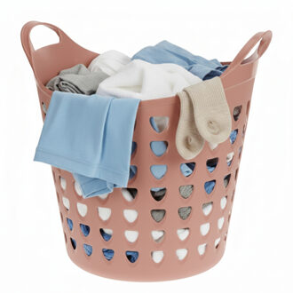 Excellent Houseware Flexibele wasmand - oud roze - 26 liter - kunststof - 40 x 41 cm