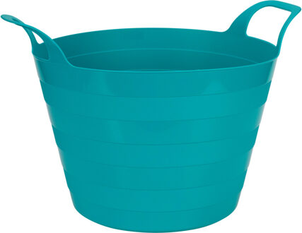 Excellent Houseware Flexibele wasmand - petrol blauw - 30 liter - kunststof - 54 x 37 cm - met handvatten