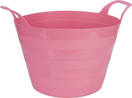 Excellent Houseware Flexibele wasmand - roze - 30 liter - kunststof - 54 x 37 cm - met handvatten
