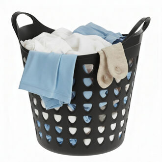 Excellent Houseware Flexibele wasmand - zwart - 26 liter - kunststof - 40 x 41 cm