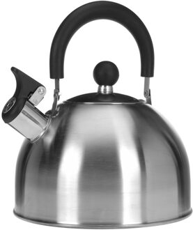 Excellent Houseware Fluitketels/waterkokers - RVS - 2,5 liter - zilver - D19 x H12 cm