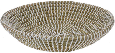 Excellent Houseware Fruitschaal Rattan - gevlochten riet - D30 x H6 cm - naturel - rond