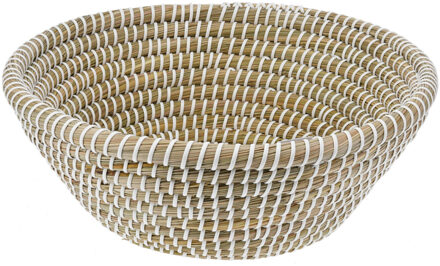 Excellent Houseware Fruitschaal Rattan - gevlochten riet - D32 x H12 cm - naturel - rond - opberg mandjes