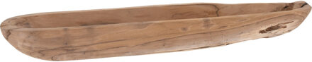 Excellent Houseware Fruitschaal - teak hout - ovaal - 70 x 12 cm - Fruitschalen Bruin