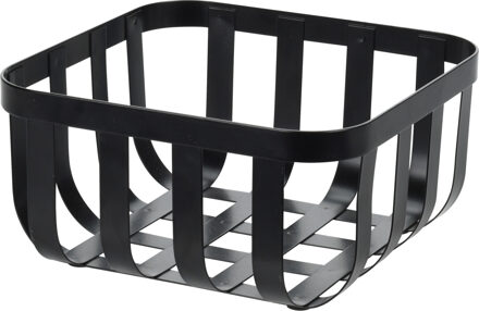 Excellent Houseware fruitschaal - zwart - metaal - 20 x 20 cm - vierkant - fruitmand