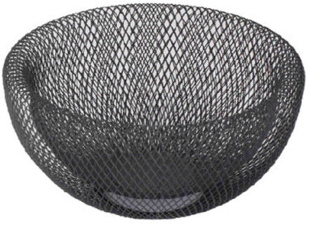 Excellent Houseware Fruitschaal - Zwart - metaal - 25 cm - fruitmand - decoratieschaal