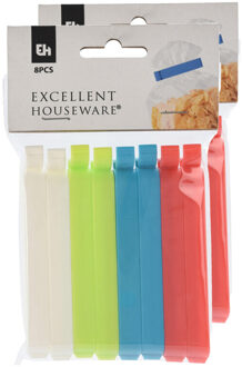 Excellent Houseware Gekleurde keuken afsluitclips/vershoudclips - 16x stuks - 10 cm - Vershoudknijpers