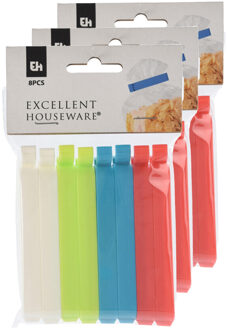 Excellent Houseware Gekleurde keuken afsluitclips/vershoudclips - 24x stuks - 10 cm