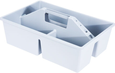 Excellent Houseware Gereedschap opbergbox/opbergdoos/mand wit met handvat 39 x 26 x 12 cm kunststof - Opbergbox