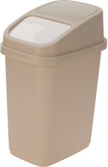 Excellent Houseware GFT aanrecht afvalbakje - beige - 10L - afsluitbaar - 18 x 27 x 31 cm - klepje