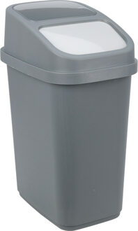 Excellent Houseware GFT aanrecht afvalbakje - donkergrijs - 10L - afsluitbaar - 18 x 27 x 31 cm - klepje
