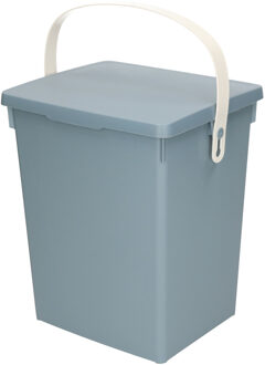 Excellent Houseware Gft afvalbakje voor aanrecht - 5,5L - klein - blauw - afsluitbaar - 19 x 16 x 22 cm