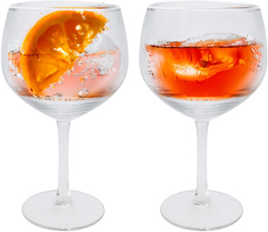 Excellent Houseware Gin Tonic/Aperol Spritz Cocktailglazen/drinkglazen - 2x - 650 ml - grote bol glazen