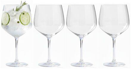 Excellent Houseware Gin Tonic glazen - 4x stuks - glas - 610 ml - met streep - gin tonic - cocktailglazen