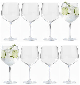 Excellent Houseware Gin Tonic glazen - 8x stuks - glas - 610 ml - met streep - gin tonic - cocktailglazen