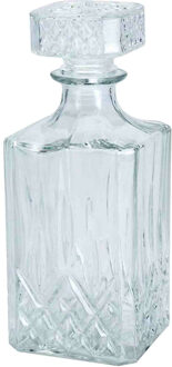 Excellent Houseware Glazen decoratie fles/karaf 900 ml/9 x 23 cm voor water of likeuren - Whiskeykaraffen Transparant