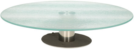 Excellent Houseware glazen taartplateau - draaibaar - Dia 30 cm x H4 cm Zilver