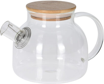 Excellent Houseware Glazen theepot 800 ml met filter - Theepotten Transparant