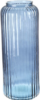Excellent Houseware glazen vaas / bloemen vazen - blauw - 15 x 37 cm