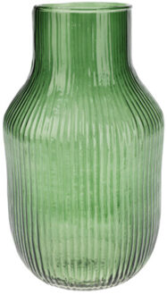 Excellent Houseware glazen vaas / bloemen vazen - groen - 12 x 23 cm