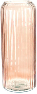 Excellent Houseware glazen vaas / bloemen vazen - roze - 15 x 37 cm