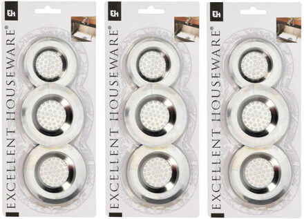 Excellent Houseware Gootsteenfilters - 9x stuks - metaal
