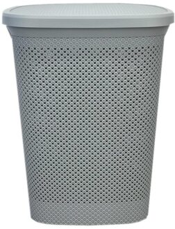 Excellent Houseware Grijze kunststof wasmand 60 liter 37 x 46 x 60 cm - Wasmanden Grijs