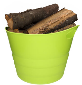 Excellent Houseware Haardblokken/houtblokken flexibele emmer/kuip - lime groen - 42 liter - 38 x 45 cm - kunststof