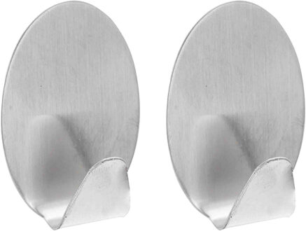 Excellent Houseware handoeken ophang haakjes - 8x stuks - rvs - zilver - Zelfklevend