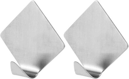 Excellent Houseware handoeken ophang haakjes - 8x stuks - rvs - zilver - Zelfklevend