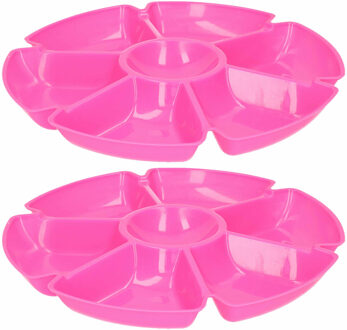 Excellent Houseware Hapjes/chips serveerschaal - set 2x stuks - fuchsia - 29 cm