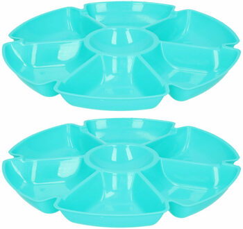 Excellent Houseware Hapjes/chips serveerschaal - set 2x stuks - ijs blauw - 29 cm