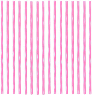Excellent Houseware Herbruikbare rietjes - 50x - Roze/wit - Kunststof - 22 cm - Drinkrietjes