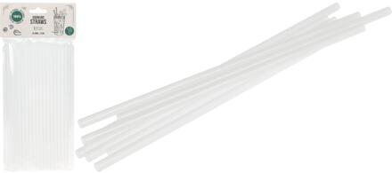 Excellent Houseware Herbruikbare rietjes - 50x stuks - Transparant - Kunststof - 22 cm - Drinkrietjes