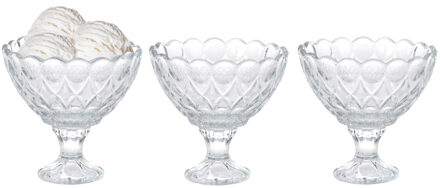 Excellent Houseware IJcoupes / dessert serveer schaaltjes op voet - set 3x stuks - glas - 200 ml