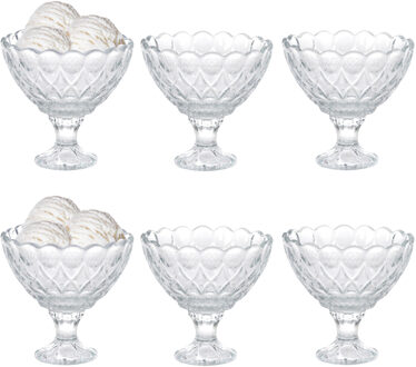 Excellent Houseware IJcoupes / dessert serveer schaaltjes op voet - set 6x stuks - glas - 200 ml
