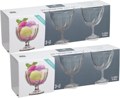 Excellent Houseware IJcoupes / dessert serveer schaaltjes op voet - set 6x stuks - glas - 425 ml